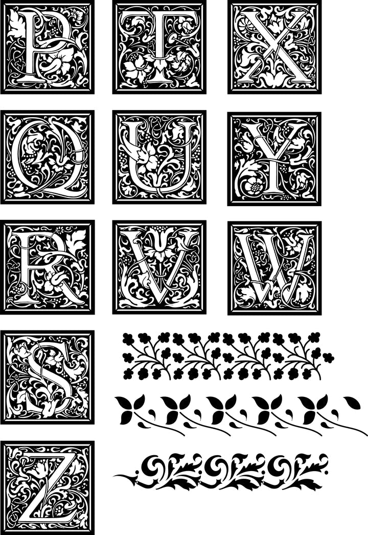 William Morris Inspired Cloister Letter Stamp & Stencil Set